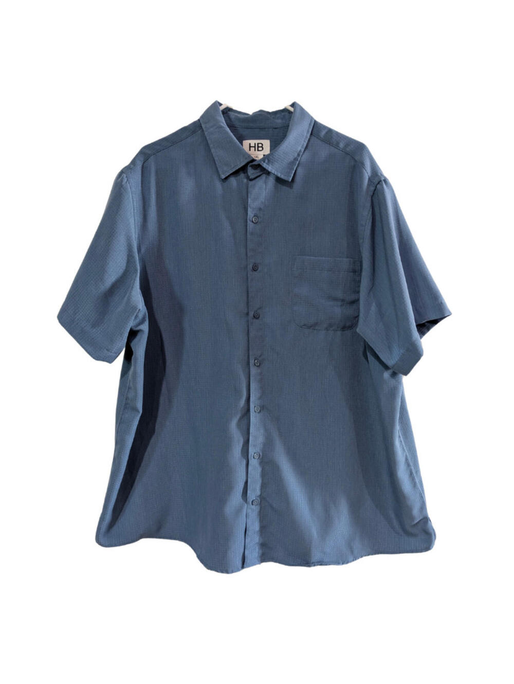 Harbor Bay Men's Checkered Short Sleeve Shirt Blue 1XL, Big & Tall, Slight Sheen